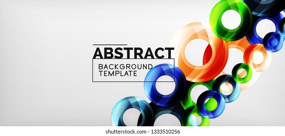 Circulos geométricos modernos fondo abstracto, formas redondeadas coloridas con efectos de sombra, ilustración vectorial