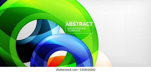 Moderne geometrische Kreise, abstrakter Hintergrund, bunte runde Formen mit Schatteneffekten, Vektorgrafik