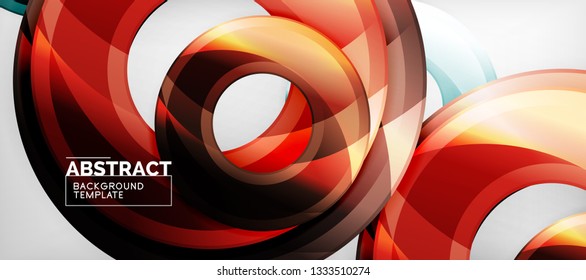 Modern geometric circles abstract background, colorful round shapes with shadow effects, vector illustration