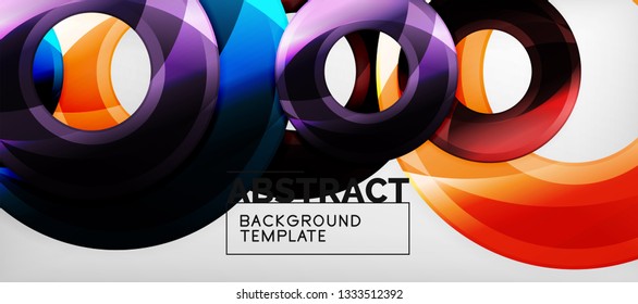 Modern geometric circles abstract background, colorful round shapes with shadow effects, vector illustration