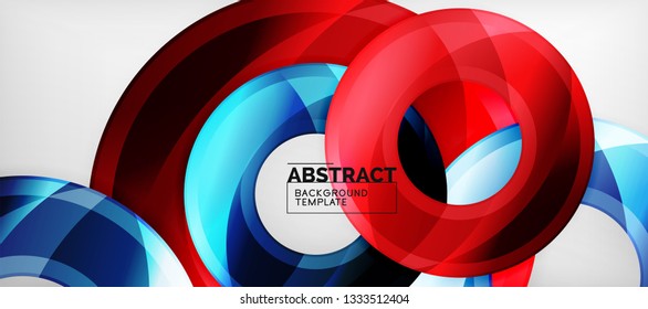 Modern geometric circles abstract background, colorful round shapes with shadow effects, vector illustration