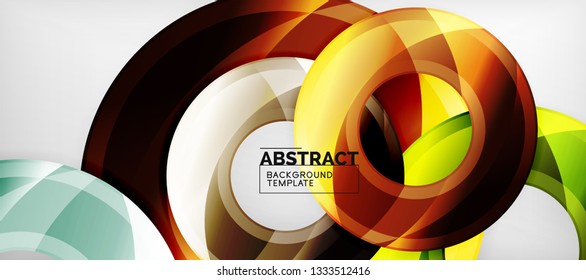 Modern geometric circles abstract background, colorful round shapes with shadow effects, vector illustration