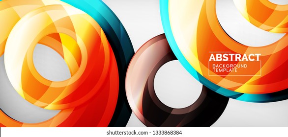 Volúmenes geométricos modernos de fondo abstracto, formas redondeadas coloridas con efectos de sombra, ilustración vectorial