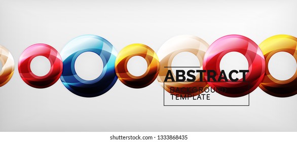 Modern geometric circles abstract background, colorful round shapes with shadow effects, vector illustration
