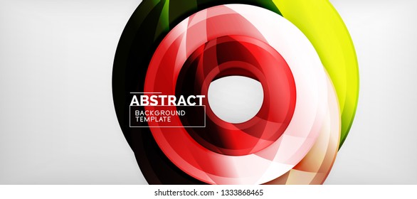 Modern geometric circles abstract background, colorful round shapes with shadow effects, vector illustration