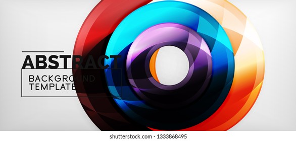 Modern geometric circles abstract background, colorful round shapes with shadow effects, vector illustration