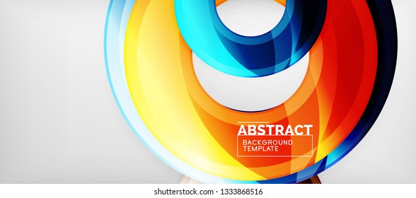 Moderne geometrische Kreise, abstrakter Hintergrund, bunte runde Formen mit Schatteneffekten, Vektorgrafik