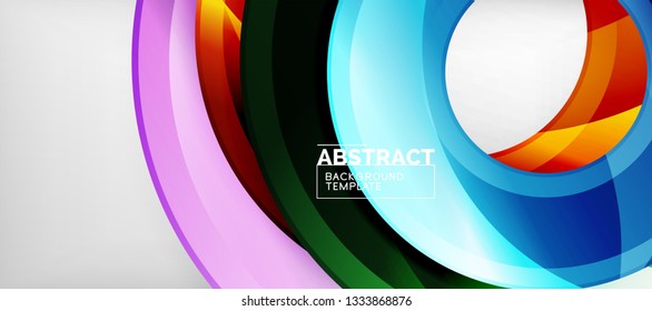 Modern geometric circles abstract background, colorful round shapes with shadow effects, vector illustration
