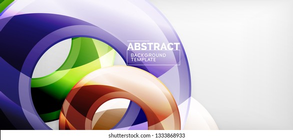 Modern geometric circles abstract background, colorful round shapes with shadow effects, vector illustration
