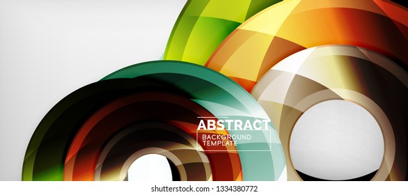 Modern geometric circles abstract background, colorful round shapes with shadow effects, vector illustration