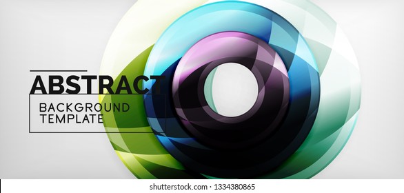 Modern geometric circles abstract background, colorful round shapes with shadow effects, vector illustration