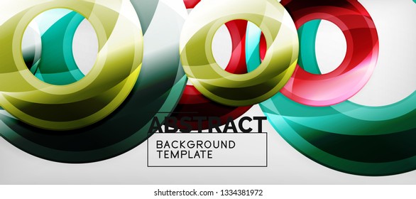 Modern geometric circles abstract background, colorful round shapes with shadow effects, vector illustration
