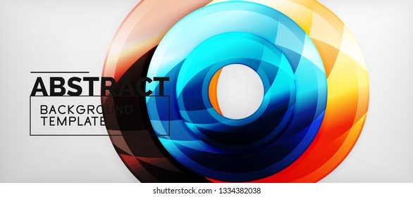 Circulos geométricos modernos fondo abstracto, formas redondeadas coloridas con efectos de sombra, ilustración vectorial