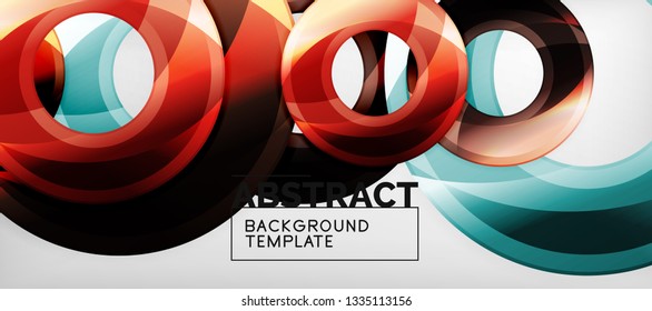 Modern geometric circles abstract background, colorful round shapes with shadow effects, vector illustration
