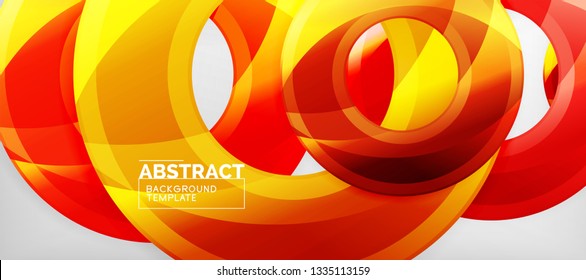 Modern geometric circles abstract background, colorful round shapes with shadow effects, vector illustration
