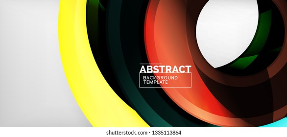 Modern geometric circles abstract background, colorful round shapes with shadow effects, vector illustration