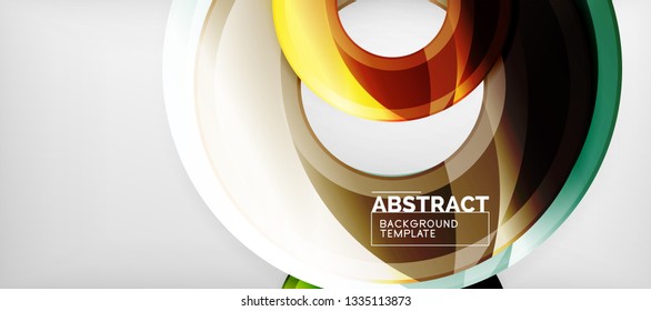 Moderne geometrische Kreise, abstrakter Hintergrund, bunte runde Formen mit Schatteneffekten, Vektorgrafik