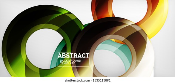 Modern geometric circles abstract background, colorful round shapes with shadow effects, vector illustration