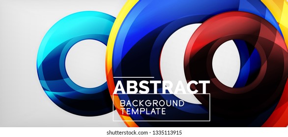 Modern geometric circles abstract background, colorful round shapes with shadow effects, vector illustration