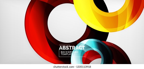 Modern geometric circles abstract background, colorful round shapes with shadow effects, vector illustration