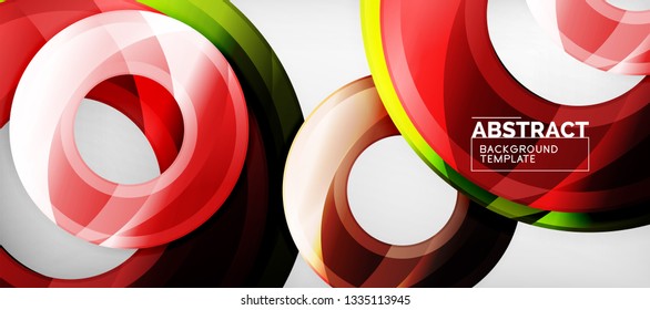 Modern geometric circles abstract background, colorful round shapes with shadow effects, vector illustration