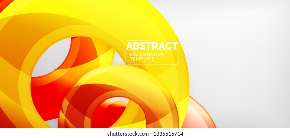 Modern geometric circles abstract background, colorful round shapes with shadow effects, vector illustration