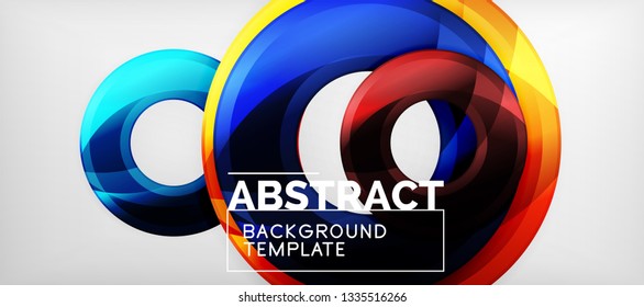 Modern geometric circles abstract background, colorful round shapes with shadow effects, vector illustration