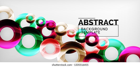 Modern geometric circles abstract background, colorful round shapes with shadow effects, vector illustration