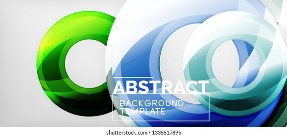 Moderne geometrische Kreise, abstrakter Hintergrund, bunte runde Formen mit Schatteneffekten, Vektorgrafik