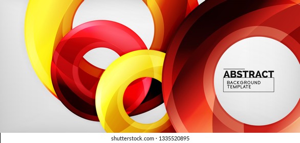 Modern geometric circles abstract background, colorful round shapes with shadow effects, vector illustration