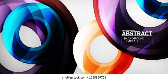 Modern geometric circles abstract background, colorful round shapes with shadow effects, vector illustration