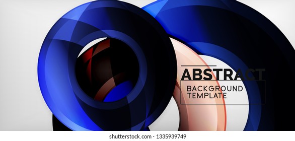 Modern geometric circles abstract background, colorful round shapes with shadow effects, vector illustration