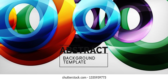 Modern geometric circles abstract background, colorful round shapes with shadow effects, vector illustration