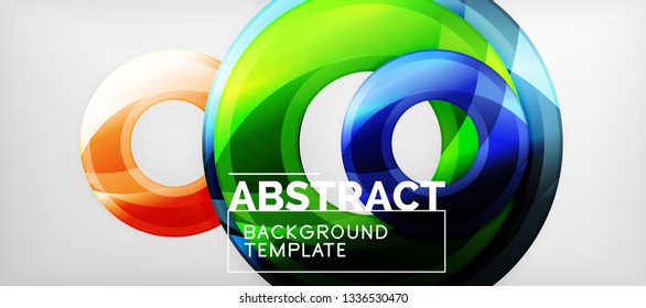 Modern geometric circles abstract background, colorful round shapes with shadow effects, vector illustration