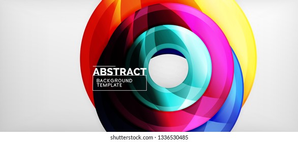 Modern geometric circles abstract background, colorful round shapes with shadow effects, vector illustration