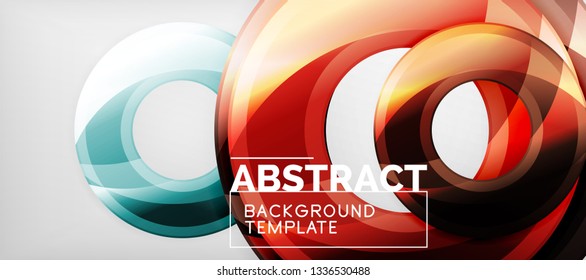 Modern geometric circles abstract background, colorful round shapes with shadow effects, vector illustration