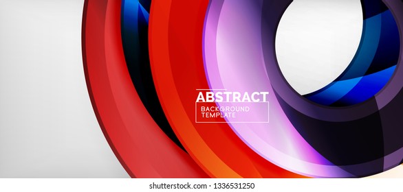 Modern geometric circles abstract background, colorful round shapes with shadow effects, vector illustration