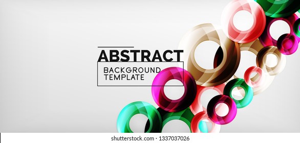 Circulos geométricos modernos fondo abstracto, formas redondeadas coloridas con efectos de sombra, ilustración vectorial