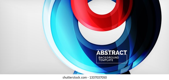 Circulos geométricos modernos fondo abstracto, formas redondeadas coloridas con efectos de sombra, ilustración vectorial