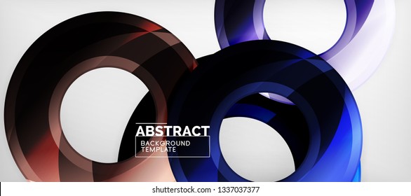 Modern geometric circles abstract background, colorful round shapes with shadow effects, vector illustration