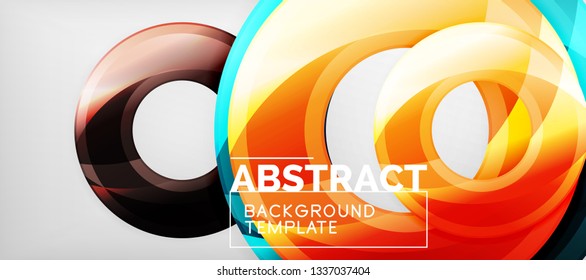 Modern geometric circles abstract background, colorful round shapes with shadow effects, vector illustration