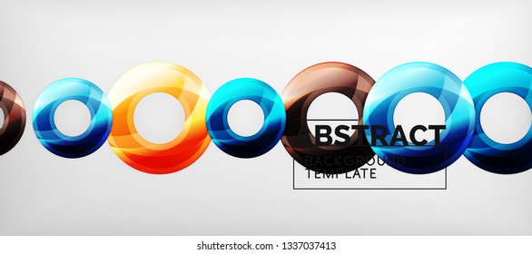 Modern geometric circles abstract background, colorful round shapes with shadow effects, vector illustration