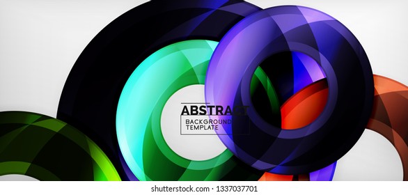 Modern geometric circles abstract background, colorful round shapes with shadow effects, vector illustration