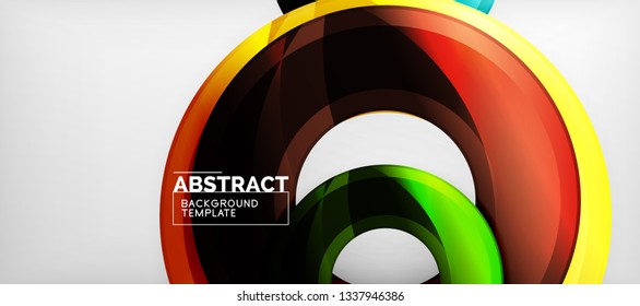 Modern geometric circles abstract background, colorful round shapes with shadow effects, vector illustration