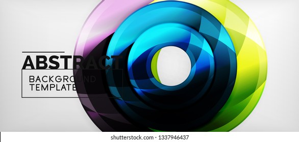 Modern geometric circles abstract background, colorful round shapes with shadow effects, vector illustration