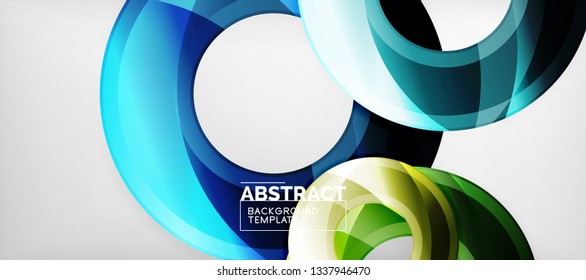 Modern geometric circles abstract background, colorful round shapes with shadow effects, vector illustration