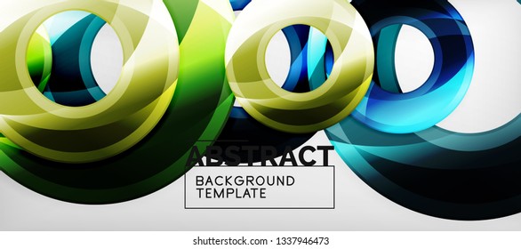 Modern geometric circles abstract background, colorful round shapes with shadow effects, vector illustration