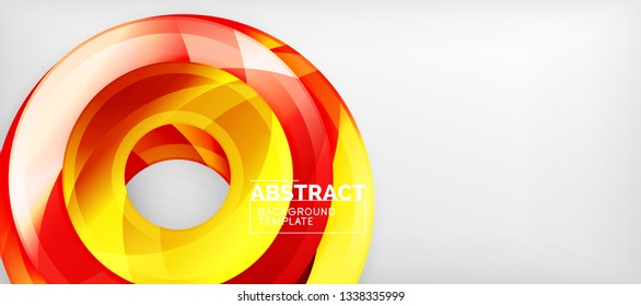 Modern geometric circles abstract background, colorful round shapes with shadow effects, vector illustration