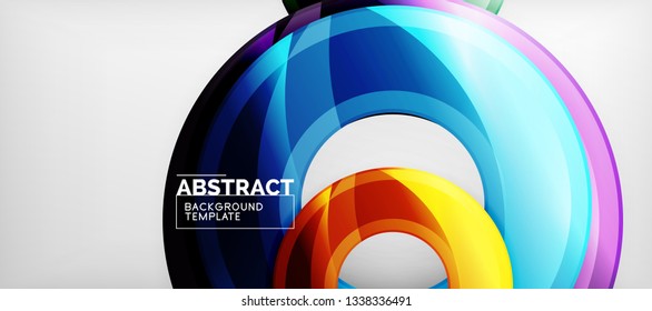 Modern geometric circles abstract background, colorful round shapes with shadow effects, vector illustration