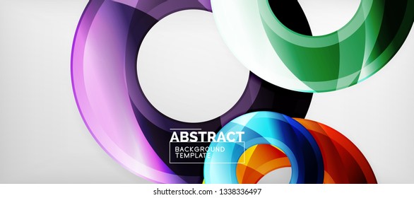 Modern geometric circles abstract background, colorful round shapes with shadow effects, vector illustration